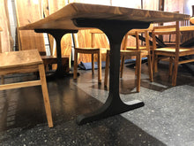 Live edge teak wood dining table 79 x 37 with metal base