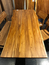 Live edge teak wood dining table 79 x 37 with metal base