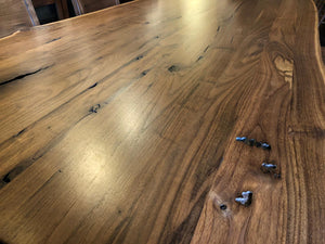 American black walnut table 83" x 41-43" with mantis base