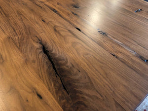 American black walnut table 83" x 41-43" with mantis base