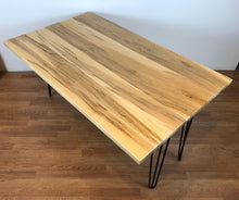 Drop leaf table maple wood with hairpin metal base