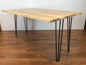 Drop leaf table maple wood with hairpin metal base