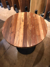 Bistro round reclaimed teak wood table with iron base