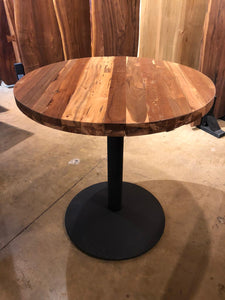 Bistro round reclaimed teak wood table with iron base