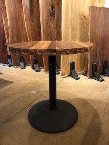 Bistro round reclaimed teak wood table with iron base