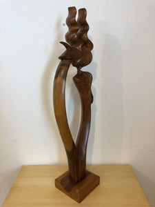 Viking couple abstract wood sculpture