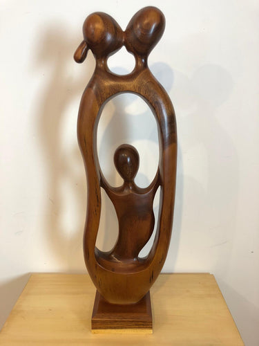 Family abstract wood sculpture