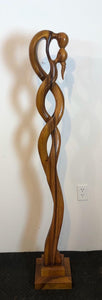 Kissing couple abstract wood floor sculpture