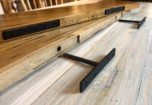Rustic live edge solid teak wood floating shelf with hardware 35.5"