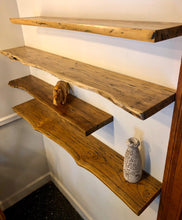 Rustic live edge solid teak wood floating shelf with hardware 47.25"
