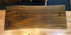 Live edge acacia wood table 62.5 x 24-26" in medium brown finish