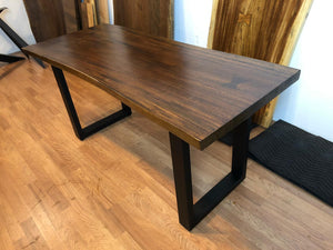 Live edge acacia wood table 62.5 x 24-26" in medium brown finish