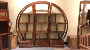 Teak wood yin yang bookcase / bookshelf