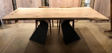 Ash wood bookmatch slab dining table 79