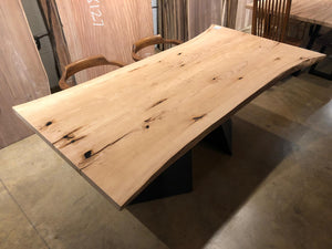 Ash wood bookmatch slab dining table 79"