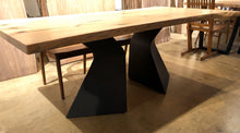 Ash wood bookmatch slab dining table 79"