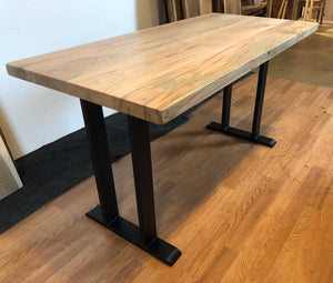 Wormy maple wood dining table