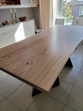 Live edge ash wood slab dining table