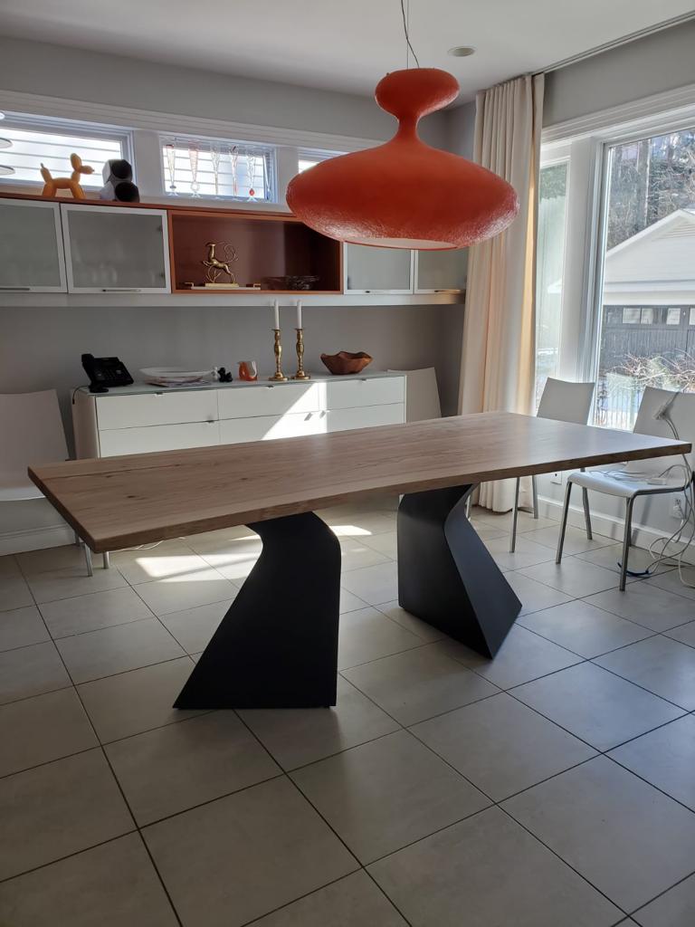 Live edge ash wood slab dining table