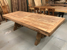 Reclaimed teak wood rustic dining table with arch legs 102"