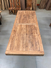 Reclaimed teak wood rustic dining table with arch legs 102"