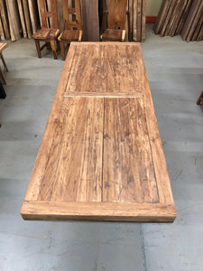 Reclaimed teak wood rustic dining table with arch legs 102"