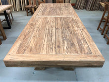 Reclaimed teak wood rustic dining table with arch legs 102"