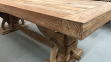 Reclaimed teak wood rustic dining table viking with arch base 97" L x 39.5" W Unfinished
