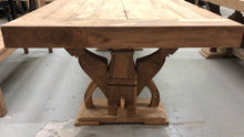 Reclaimed teak wood rustic dining table viking with arch base 97" L x 39.5" W Unfinished