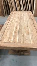 Reclaimed teak wood rustic dining table viking with arch base 94.5" long x 39.25" wide Unfinished