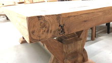 Reclaimed teak wood rustic dining table viking with arch base 94.5" long x 39.25" wide Unfinished