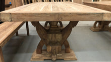 Reclaimed teak wood rustic dining table viking with arch base 94.5" long x 39.25" wide Unfinished