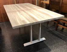 Reclaimed teak wood dining table in whitewash finish