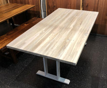 Reclaimed teak wood dining table in whitewash finish