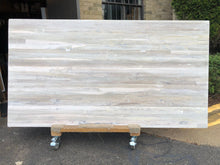 Reclaimed teak wood dining table in whitewash finish