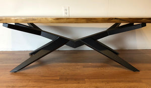 Live edge walnut coffee table with modern contemporary base