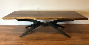 Live edge walnut coffee table with modern contemporary base