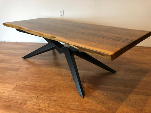 Live edge walnut coffee table with modern contemporary base
