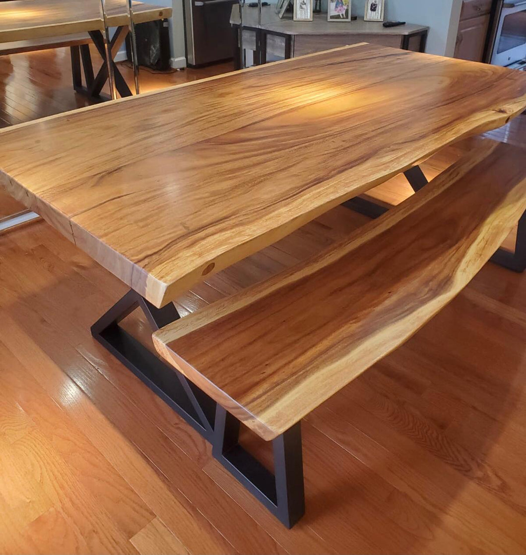 Live edge dining table and bench