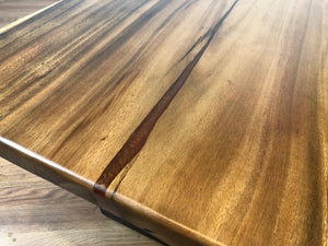 Acacia coffee table with trapezoid metal legs