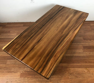 Acacia coffee table with trapezoid metal legs