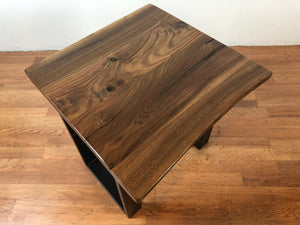 Live edge walnut side end table - modern unique contemporary