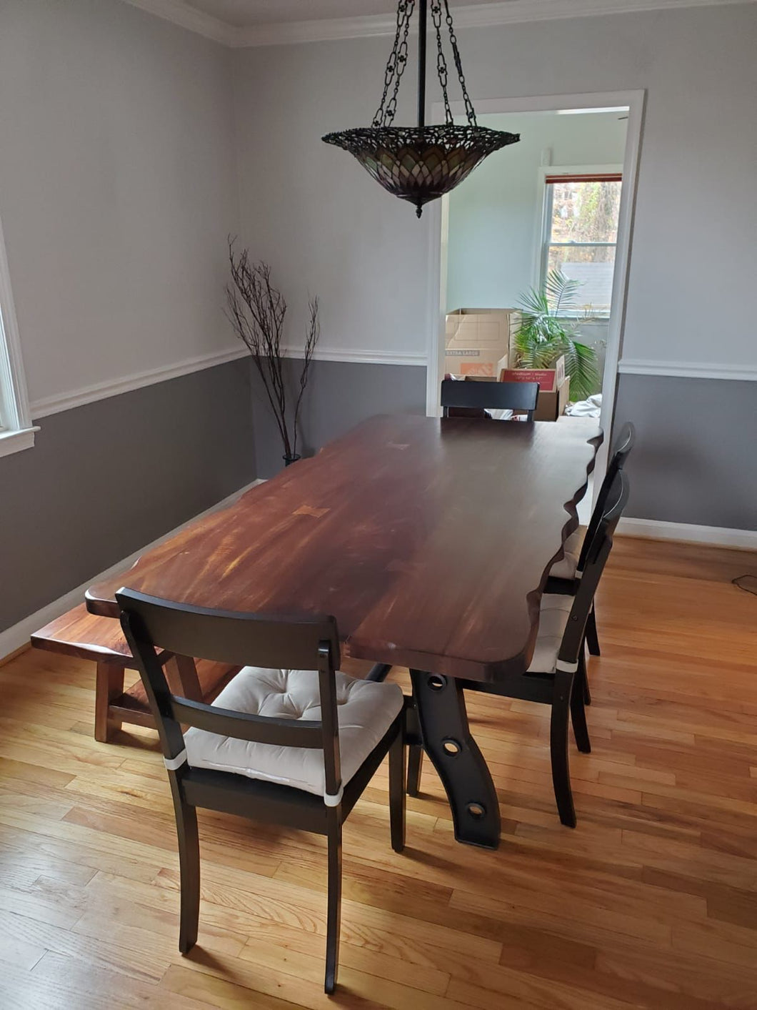 Dark solid sales wood dining table