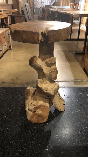 Teak wood stump stool or side table