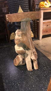 Teak wood stump stool or side table