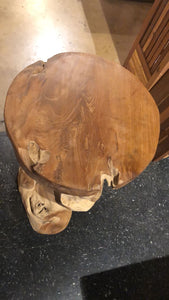 Teak wood stump stool or side table