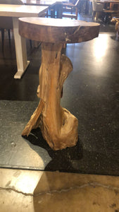 Teak wood stump stool or side table