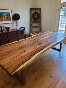 Live edge acacia wood dining table