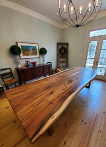 Live edge acacia wood dining table