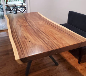 Live edge acacia wood dining table